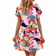 thumbnail image 2 of Womens Summer Shirt Dress Short Sleeve Floral Shift Dress Casual Loose Flowy Beach Sundress White M, 2 of 9