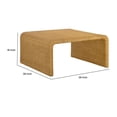 thumbnail image 5 of 36 Inch Square Rattan Coffee Table, Waterfall Edges, Natural Textured Brown, 5 of 5
