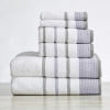 thumbnail image 4 of Great Bay Home Cotton Decorative Stripe Quick-Dry Towel Set  (6 Piece Set, Lavender / Grey), 4 of 7