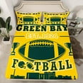 thumbnail image 2 of Erosebridal Football Print Sheet Set Twin,Green Yellow Bedding Sets Twin Size,Teenager Bedroom Decor(Green Bay),3pcs, 2 of 7