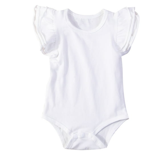 Newborn Infant Baby Girls Solid Ruffle Sleeveless Bodysuit Romper Outfits
