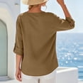 thumbnail image 5 of Admvng Womens Top Split V Neck 3/4 Sleeve Pocket BlouseSolid Color Lightweight Casual Summer Shirt, 5 of 6