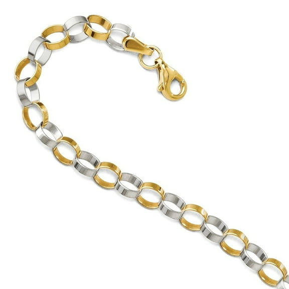 14k Two-Tone Gold Polished Bracelet - 2.5 Grams - 7 Inch