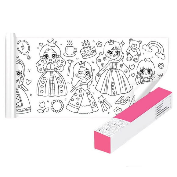 Children Drawing Roll With Colored Pencils Coloring Paper Roll for Boy Girls 3-6 Year Old Drawing Paper Roll DIY Painting Drawing Color Filling Paper