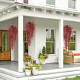 thumbnail image 4 of 4 Pcs Artificial Hanging Leaves Plants Topboutique Fake Flower Faux Vines Ivy Leaves Hanging Fake Vines Plants UV Resistant Plastic Greenery for Wedding Party Garden Wall Porch Decoration,Red, 4 of 8