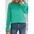 thumbnail image 1 of Women's Green Striking Pleated Flared Cuff Long Sleeve Blouse, 1 of 5