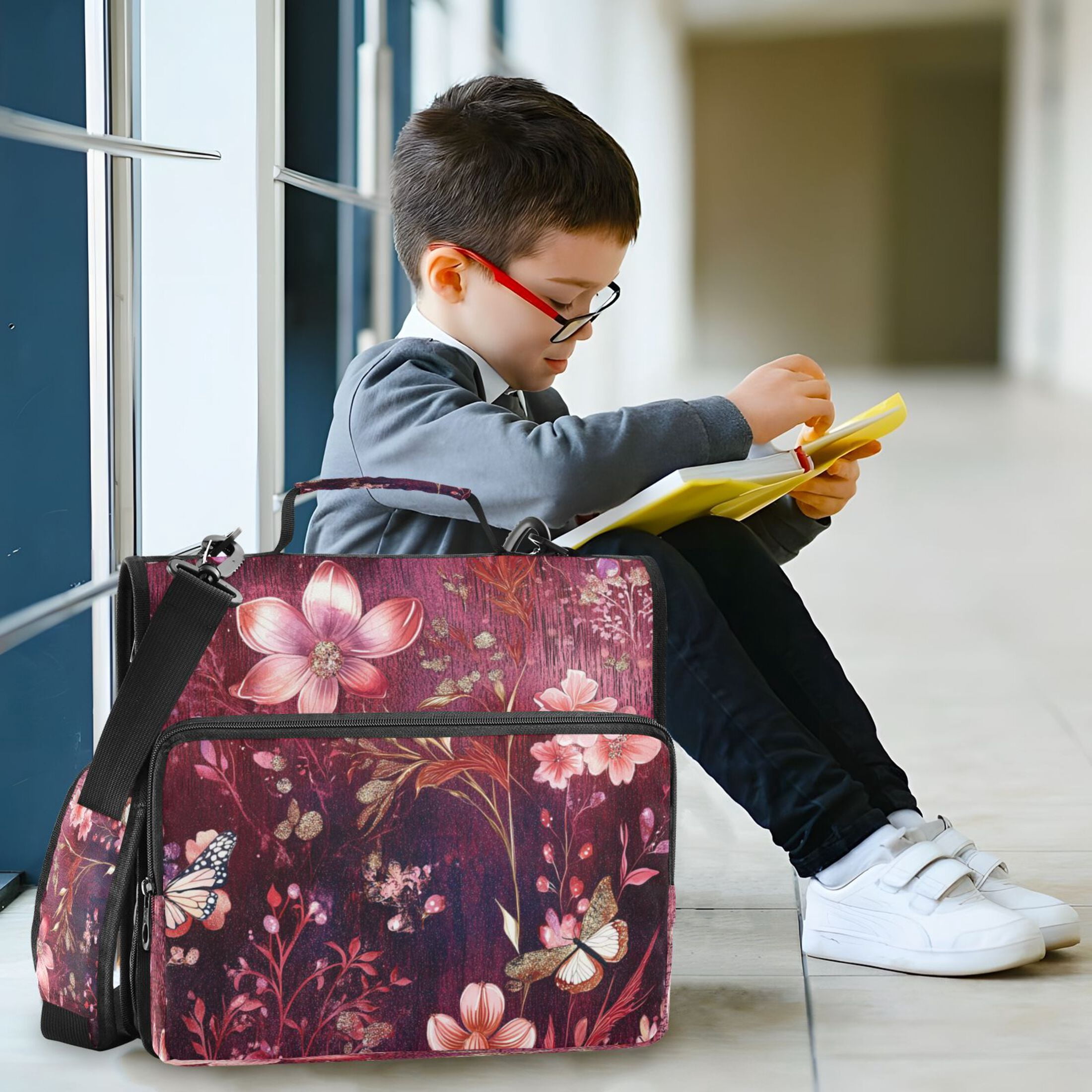 YAZAOO Zipper Binder trapper keeper Documents Organized Design Whimsical Floral Nightscape Printed