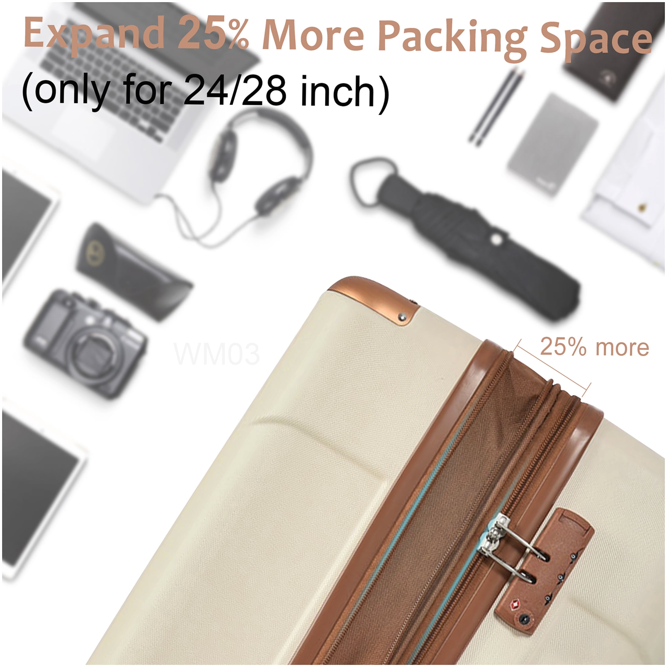 28-inch Expandable Hardshell Luggage with Double Wheels & TSA Lock, Lightweight ABS