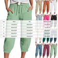 thumbnail image 3 of Mnuaqn Linen Capri Pants for Women High Waisted Wide Leg Cropped Pants Summer Casual Elastic Waist Yoga Capris with Pockets (Khaki, S), 3 of 5