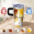 thumbnail image 6 of Sunflower 20oz Stainless Steel Tumbler with Handle and Straw – Insulated Travel Cup with Sliding Lid, 360° Full Wrap Printed Mug for Home, Outdoor & Sports Use, Foral, 6 of 6