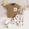 thumbnail image 2 of Fsqjgq Baby Boys Summer Clothes Sets Toddler Boy Outfits Animal Love Printed Short Sleeve T Shirt Tops and Shorts 2-Piece Cotton Clothing Sets, 2 of 6