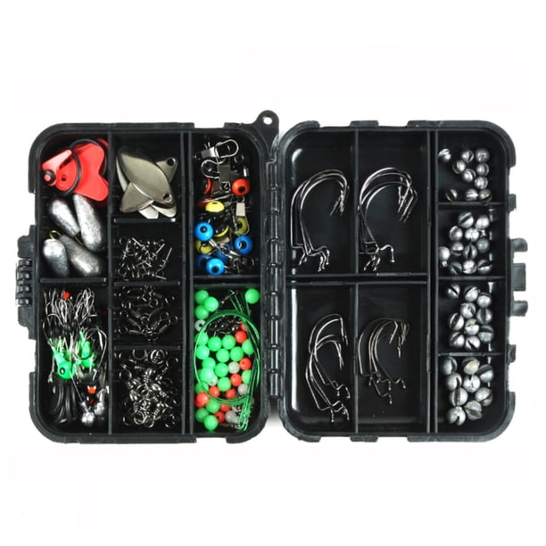Kit De Pêche 183 Pièces – Hameçons, Émerillons, Perles, Plombs, Boîte Transparente – Eau Douce/Salée