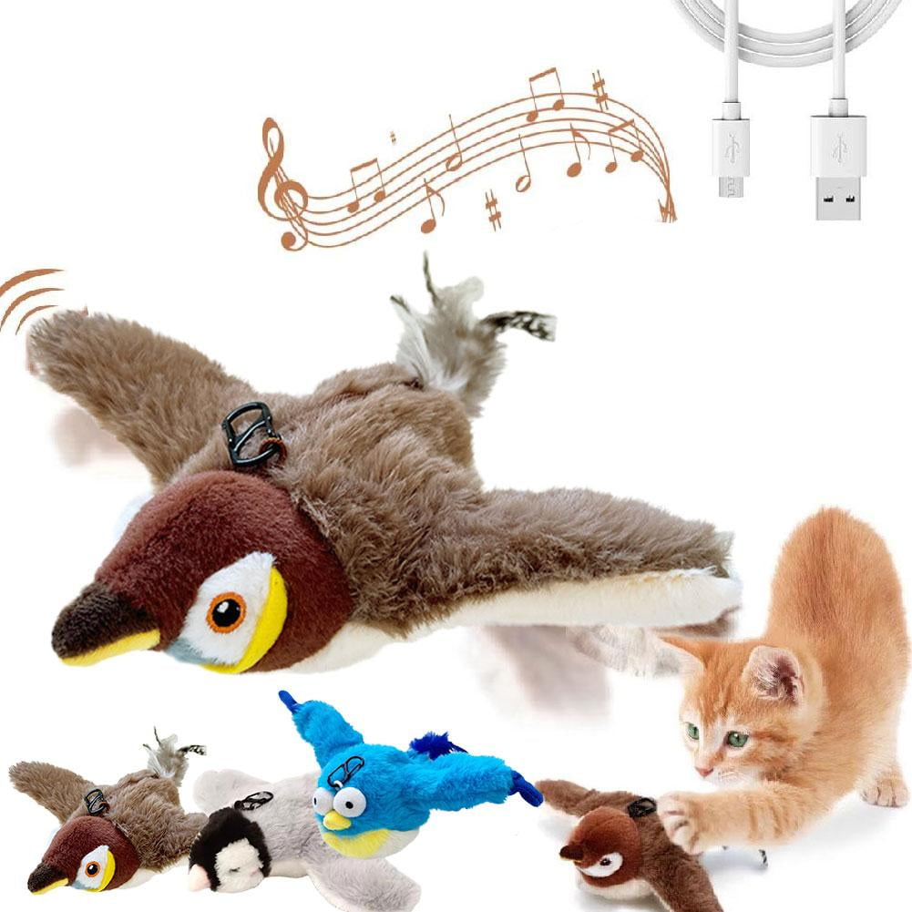 Interactive Cat Toy Flapping Bird with USB Charging, Realistic Wing Motion & Chirping Sound, Plush Kitten Entertainment Toy for Indoor Cats