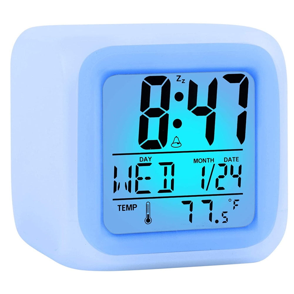 LED Night Light Clock,Alarm Clock Kids Wake Up Easy Setting Digital