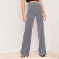 thumbnail image 2 of Women's Casual Pants Solid Color Suede Straight Leg Wide Leg Trousers Elegant Comfortable Autumn Winter Commuting, 2 of 2