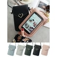 thumbnail image 6 of Gustave Women Crossbody Phone Purse Lightweight Touchable PU Leather Phone Bag, Mini Heart type Hasp Mobile Pouch for Travel Shopping "Gray", 6 of 9