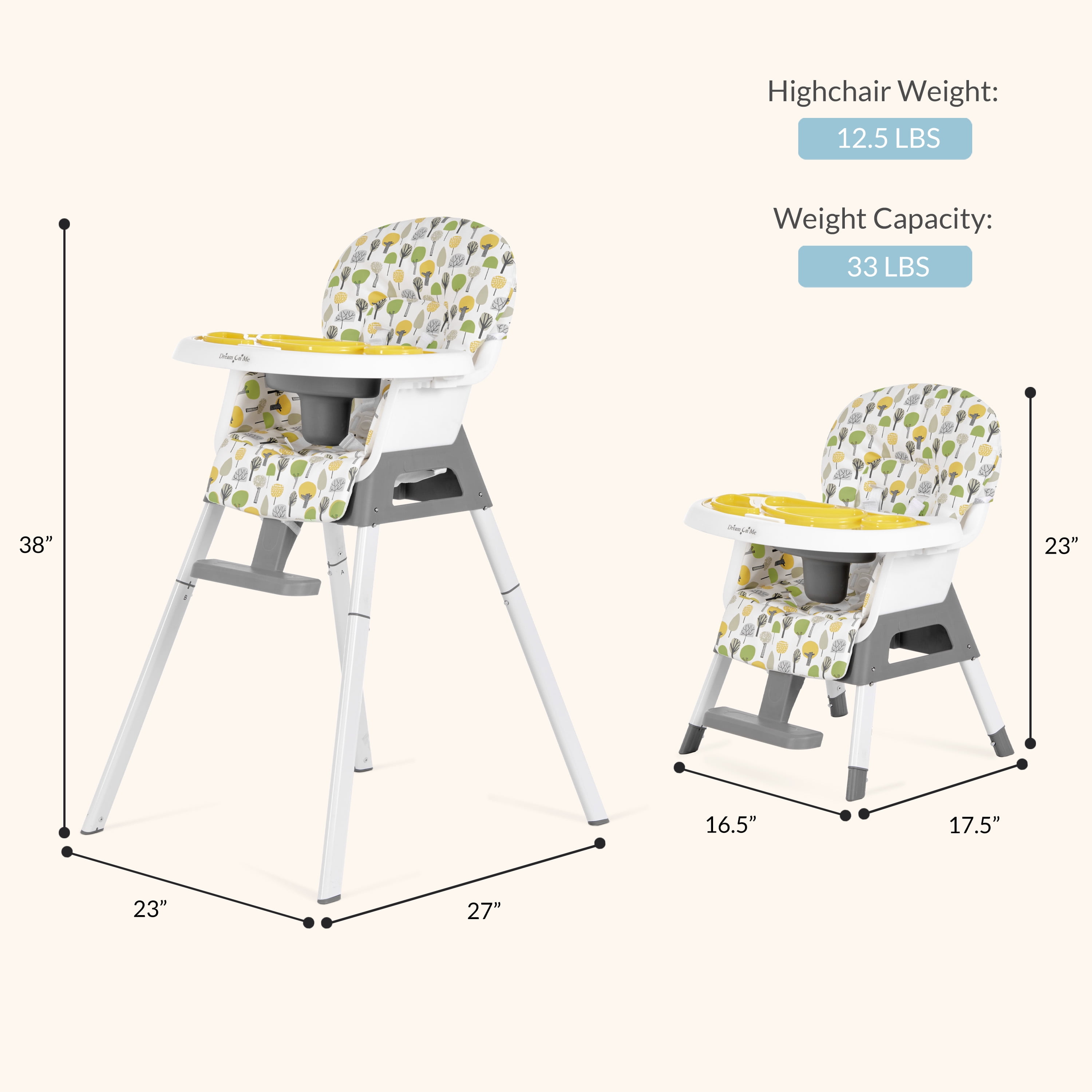 Dream On Me Lightweight & Convertible Curio Sit N Seek High Chair , Lime