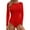 Red, variant on Women Solid Round Neck Long Sleeve Button Jumpsuit Slim Bodysuit Jumpsuits