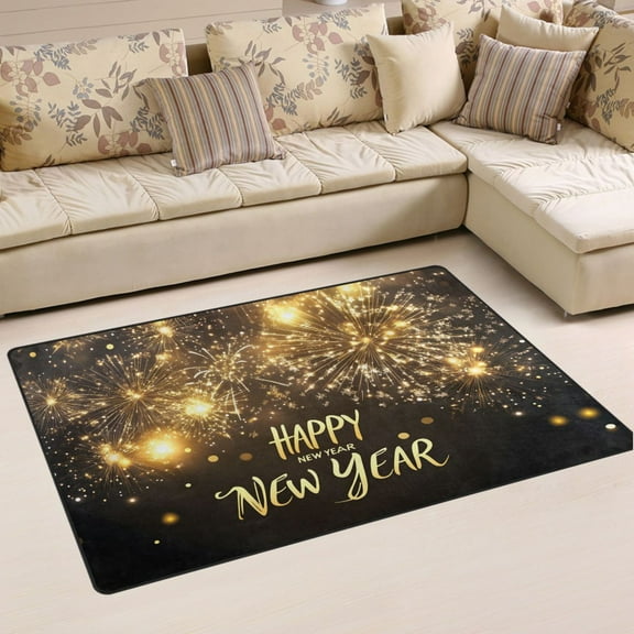 Ryvnso Happy New Year Print Area Floor Mat Non-Slip Carpet Soft Rugs Doormats 31" x 20"