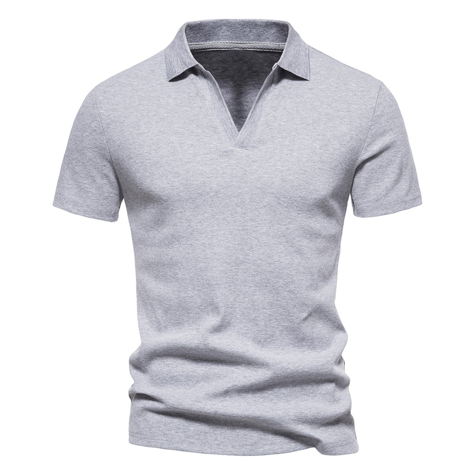 APEXFWDT Men's Polo Shirt Casual Short Sleeve V Neck Slim Fit Golf