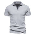 thumbnail image 2 of ylioge Plus Size Golf Shirts for Men M-5XL Short Sleeve Tees Tops Casual Solid Color V Neck Collared Pullover Slim Basic Office Work Tshirts Shirt, 2 of 8