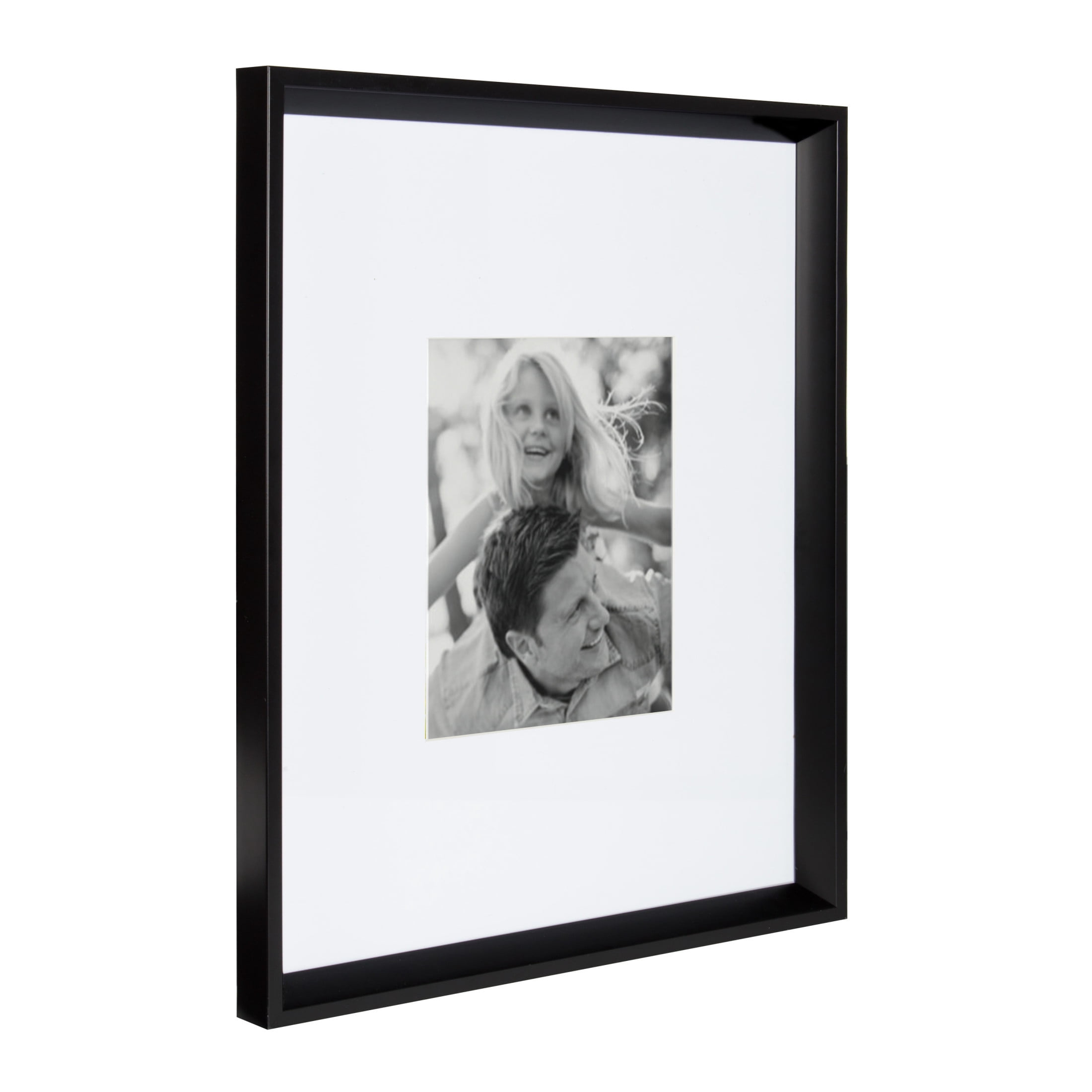 Kate and Laurel Calter Modern Wall Picture Frame Set of 3, 16x20 matted to 8x10, Black, Modern Three-Piece Frame Set for Gallery Wall Frame Set in Living Room Wall Decor