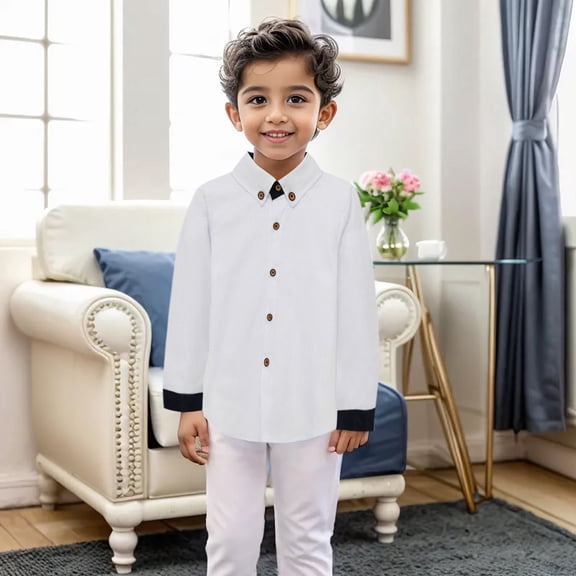 Dress Shirts for Boy Kids Grey Long Sleeve Shirt Dress Shirt Button Up Shirt 5-6 Years Boys Clothes