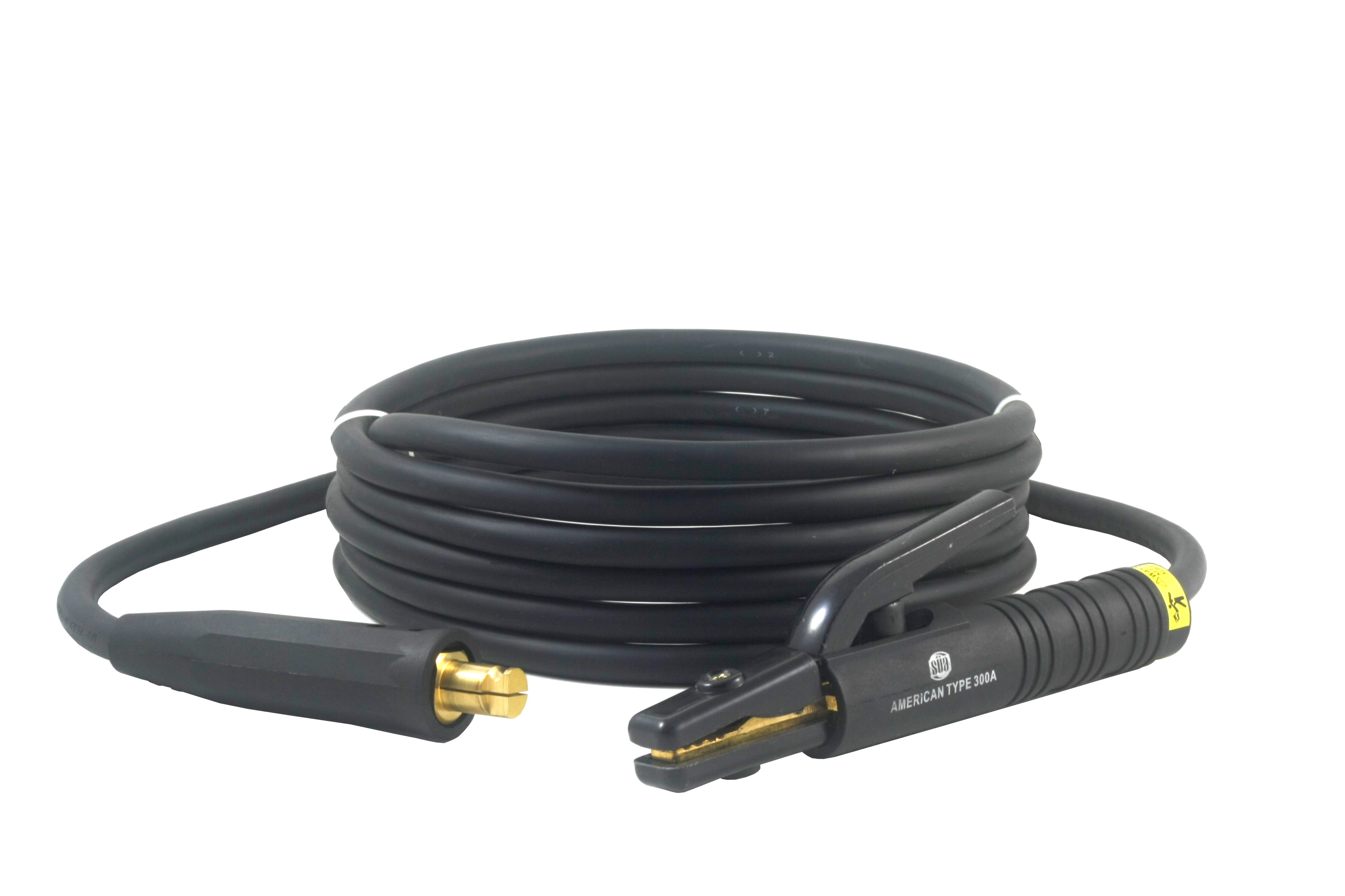 Made in USA WeldingCity 15-ft 2-AWG Welding Cable Whip Lead with 300 Amp Stick Electrode Holder Stinger and 3/8 Lug 