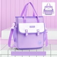 thumbnail image 4 of ibiyuan School Backpack Canvas Tote Bag Teen Lightweight Shoulder Bookbag with Multi-Pockets Solid Color Back To School Travel / Vacation / Beach,One Size,Purple, 4 of 4