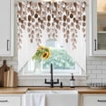 thumbnail image 3 of Swag Valance Curtains for Windows, Brown Eucalyptus Leaves Light Filtering Kitchen Curtains with Rod Pocket, Watercolor Floral Leaf Plants Window Treatment Valances for Living Room, 28x36 - 2 PCS, 3 of 9