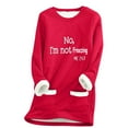 thumbnail image 2 of Ounisa Women's Letter Print Crewneck Casual Loose T Shirt Long Sleeve Tunic Tops Sweatshirt with Pockets, 2 of 5