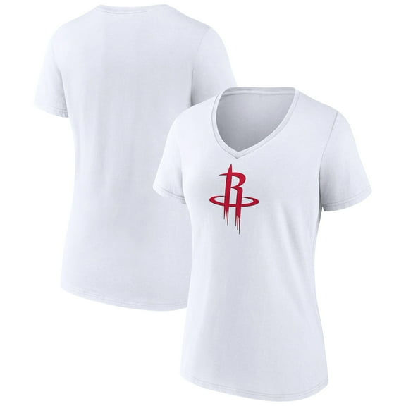 Women's White Houston Rockets Logo V-Neck T-Shirt