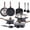 Black, variant on Gianna 12 Pcs Non-Stick Cookware Set, Pots and Pans Set, with Spatula & Detachable Handle for Kitchen, Beige