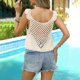 thumbnail image 5 of Mujeres Correa Hueca Sobre-Arriba, Verano Cuello Redondo Suéter Cubierta de la Playa para el Uso Informal, Sexy Pequeño Recortado Superior, Ligero Cover-Up, 5 of 7