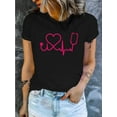 thumbnail image 1 of Women's Casual Nurse-Themed T-Shirt with Heart and Stethoscope Print, Cotton, Machine Washable - Perfect for Medical Professionals, 1 of 7