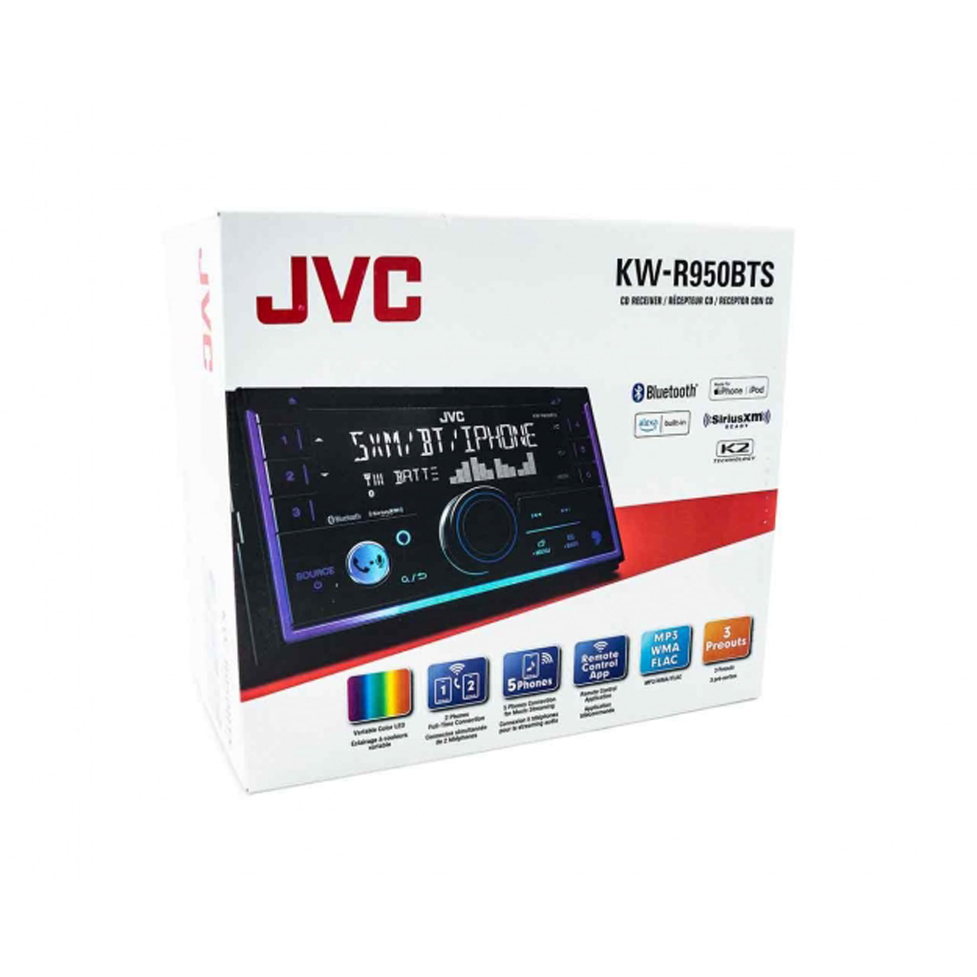 Jvc Kw-r950bts 2-din Cd Receiver Bt/usb/sirius Xm/ Alexa/13-band Eq /  Variable-color Illumination With Sxv300v1 Satellite Radio Tuner And Ste  : Target