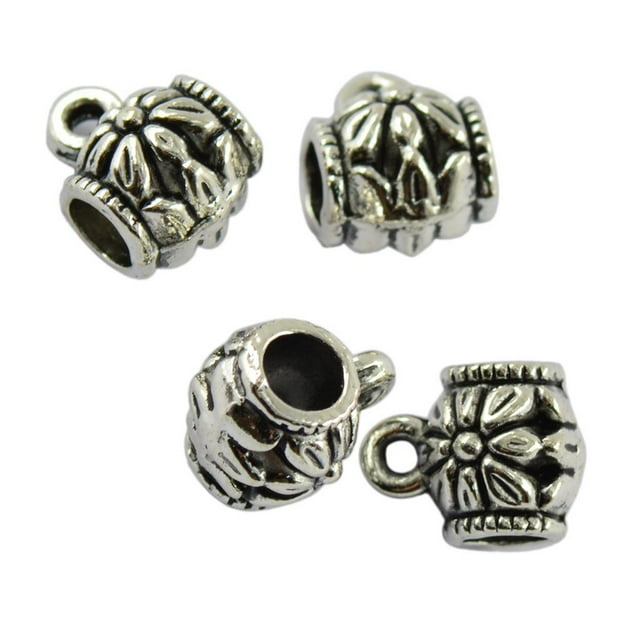 Fianza con espaciador de abalorio Gloria 8x7 mm paquete de 50 pulseras plata antigua