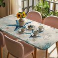 thumbnail image 3 of Teal Starfish Coastal Table Cloths for 4 Foot Rectangle Tables, Vintage Summer Beach Nautical Patio Waterproof Elastic Fitted Tablecloths, Washable Rectangular Table Cover for Camping, 3 of 8