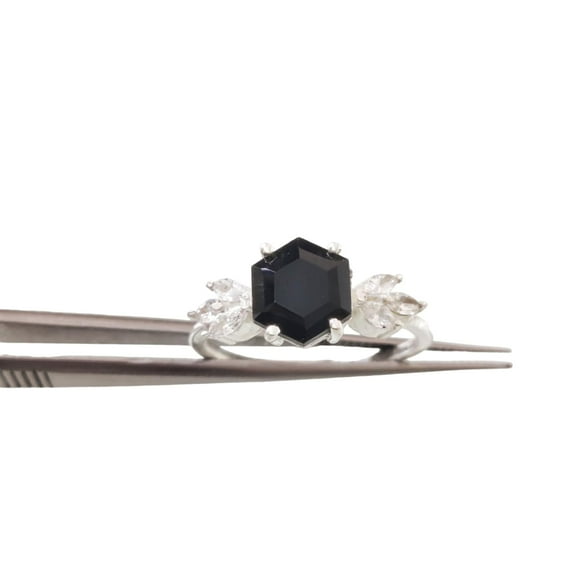 Black Onyx Ring, 925 Sterling Silver, Women Ring, Natural Onyx, December Birthstone, Christmas, Thanksgiving, Tiny Dainty Ring, Marquise CZ Ring, Handmade, Statement Jewelry, Wedding, Anniversary Gift