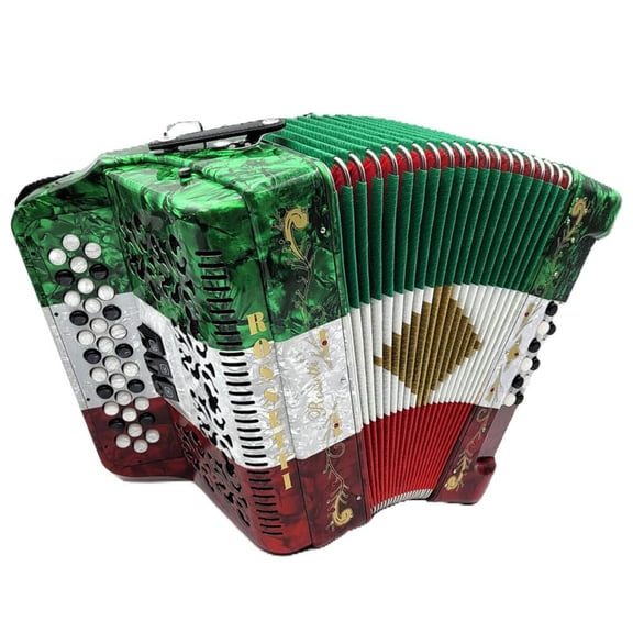 Rossetti 3-Switch 34-Button Diatonic Accordion 12 Bass Red/White/Green  3412-FBE-RWG