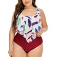 thumbnail image 5 of SELONE Plus Size Swimsuit for Women 2 Piece Bikini Plus Size Large Bust Ruffle Tummy Control Swimsuits Plus Size Bathing Suit Bathing Suit for Women Tummy Control Womens Bathing Suits Red XXXL, 5 of 8