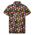 thumbnail image 3 of Camisa con estampado 3D de galletas y donas de chocolate para hombre, camisas hawaianas de verano, blusa hawaiana con solapa de calle, botones, mangas cortas, 3 of 5