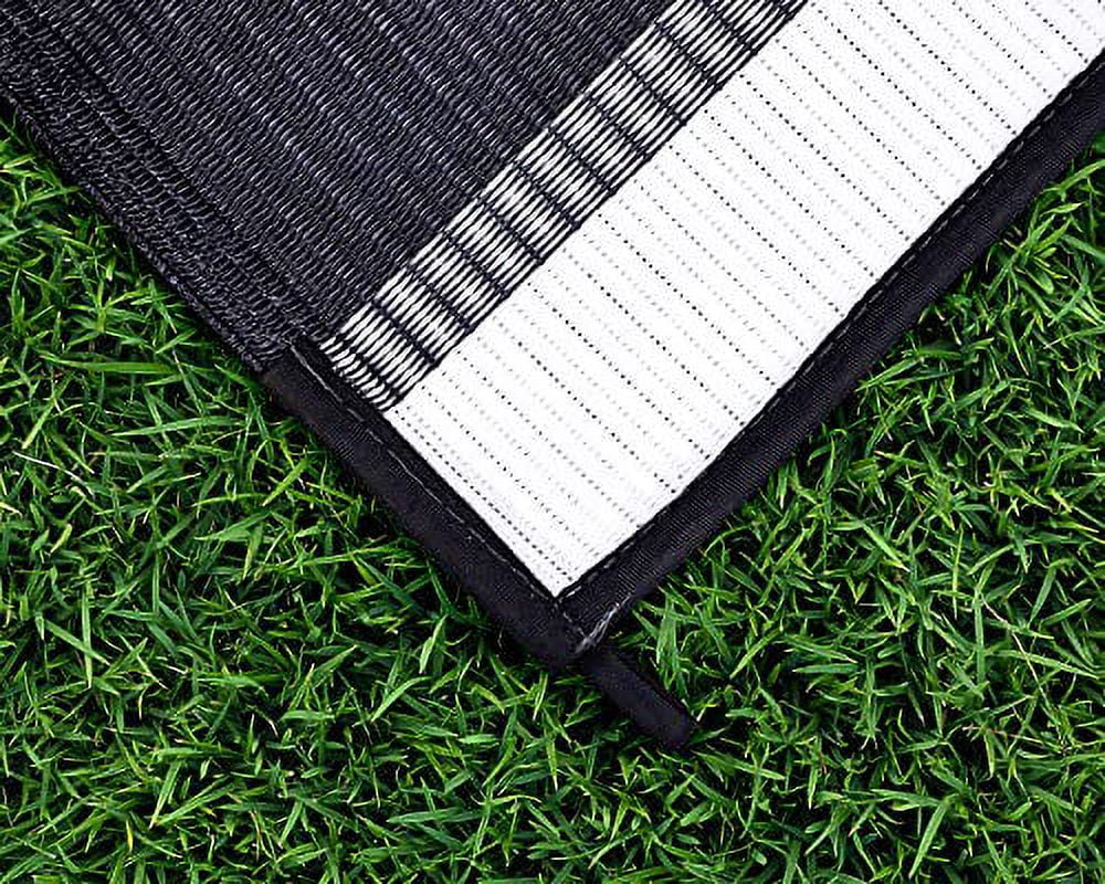 Camco 6'x9' Outdoor Mat with UV Protection, Charcoal Stripe