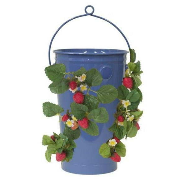 Houston International 10” x 4” x 19.5'' Round Blue Enamel Plant Pot with Rustproof Features