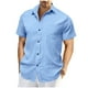 thumbnail image 1 of pstuiky camisetas para hombre, Camiseta deportiva informal de lino de color liso con cuello redondo y manga corta para hombre ropa de hombre l, 1 of 6
