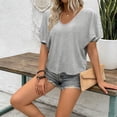 thumbnail image 4 of biudgviw Plus Size Tops for Women V Neck Oversized T Shirts Comfy Casual Short Sleeve Basic Tees Loose Trendy Blouses, 4 of 5
