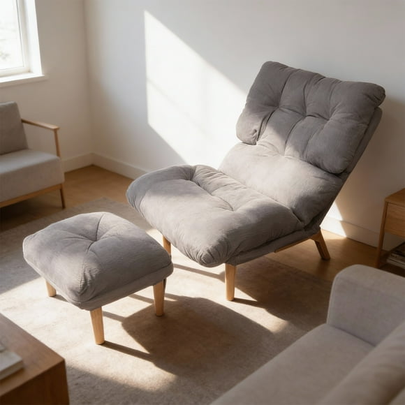 Sillon Reclinable Lounge con Ottoman Sillon con Reposapies para Sala, Recamara Chaise Soma