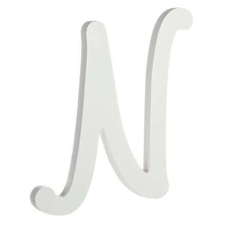 9 inch White Wood Letter N: Brush Font