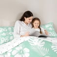 thumbnail image 4 of Erosebridal Tropical Blossoms Bedding Comforter Set for Girls, Green White Full Bedding Set, Reversible, 7pcs, 4 of 5