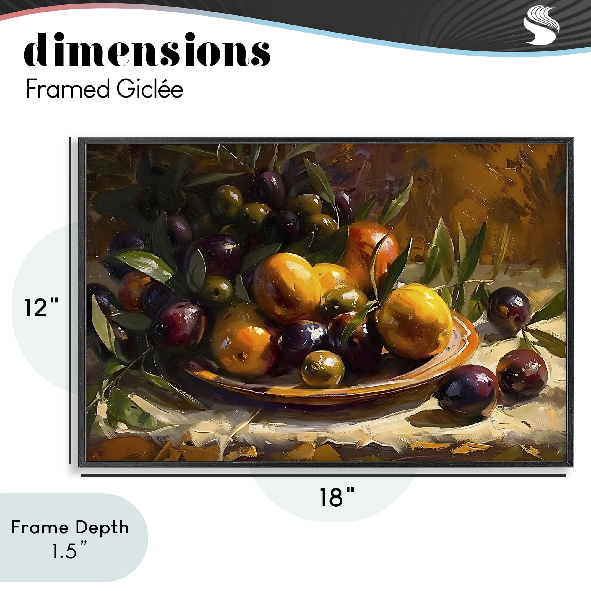 Stupell Industries Array of Olives & Citrus Black Framed Giclee Art, design by Creative Studio